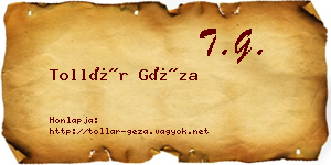 Tollár Géza névjegykártya